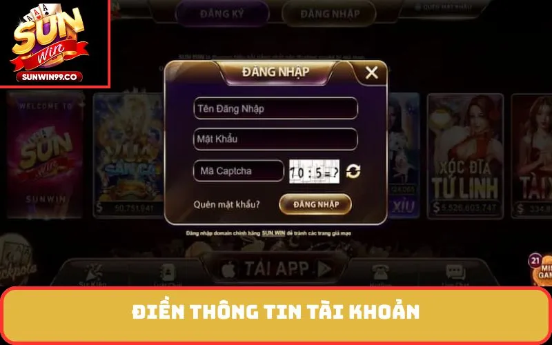 Điền thông tin tài khoản